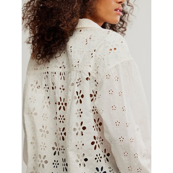 FREE PEOPLE Mae Eyelet Shirt / Ecru - Picture 4 of 5